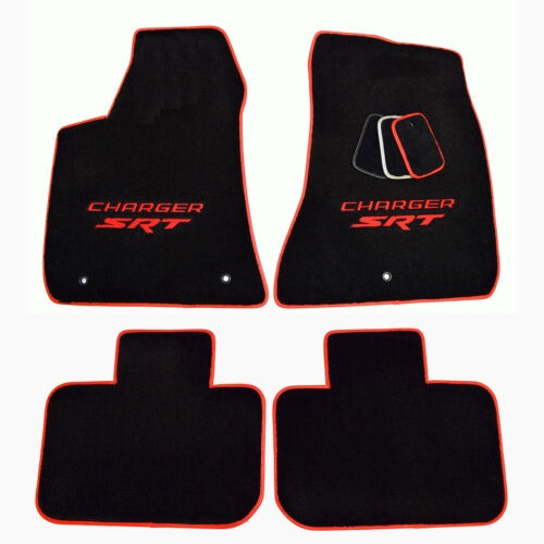 "Charger SRT" 4-Pc Black Carpet Floor Mats 11-up Dodge Charger - Click Image to Close